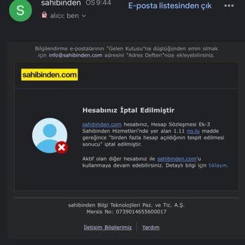Sahibinden'in Numara Banlanması