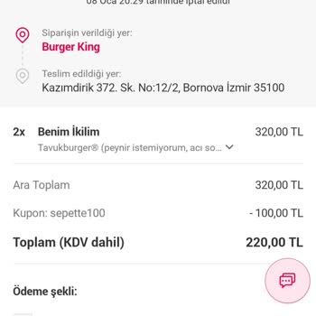 Burger King 2 Saat Bekleyip Siparişim İptal Edildi!