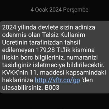 Vodafone Telsiz Kullanım Ücreti