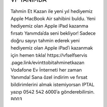 Vodafone Yanımda Mesaj Atıp Rahatsız Ediyor