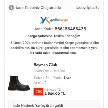 Beymen Club Eksik, Yanlış Gönderin Mükerrer Sorunlar