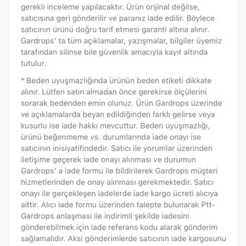 Gardrops Beden Uymadığı İçin İade