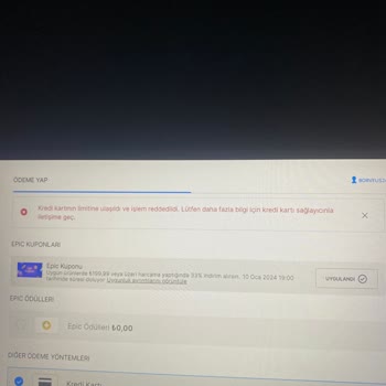 Epic Games Kuponum Olmasına Rağmen Kullanmıyor