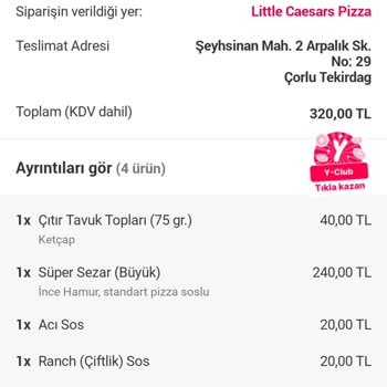 Little Caesars Eksik Ve Geç Gelen Siparişim