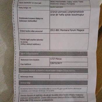 ebebek Elektrikli Pompa Arızası Ve Yedek Ürün Beklentisi