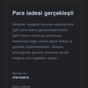 Shopier İade Param Yatmadı