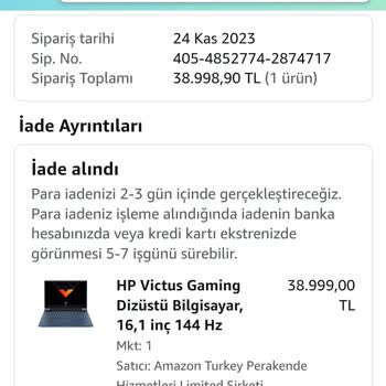 Amazon.com.tr Ücret İadesi Gecikmesi