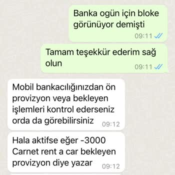 Carnet Rent A Car Gaziemir Depozitomu İade Etmiyor