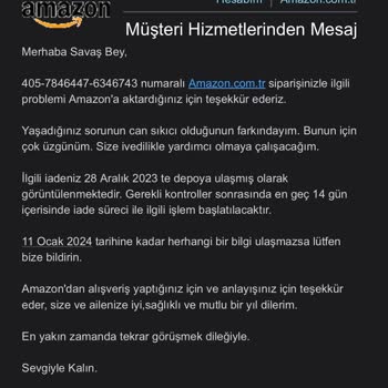 Amazon.com İade Yapmıyor