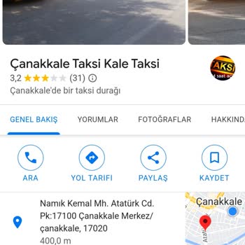Taksiciler Odası Çanakkale Merkez Kale Taksi