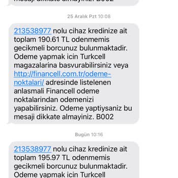 Financell (Turkcell Finansman) Ödenen Borca Yeniden İstek Yapılması