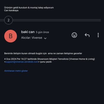 Vivense Kurulum Hizmeti Sıkıntısı