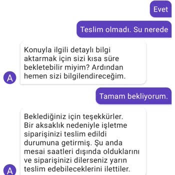Getir Su Ürün Alınmaz