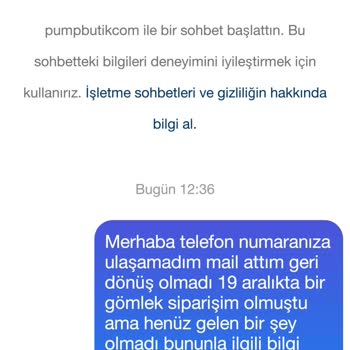 PumpButik İnternet Mağazasında Sipariş Sorunu Ve İletişim Güçlüğü