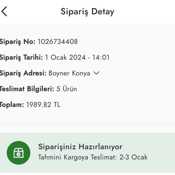 Boyner Siparişim 9 Gündür Hazırlanma Aşamasında