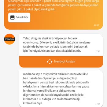Trendyol Siparişte Eksik Ürün Gönderildi