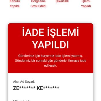 AGT Kurye (aynigunteslim.com) Kurye Tarafından İade Edilen Gönderi