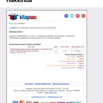 Kitap Seç Siparişim Kendilerince İptal Edilmiş