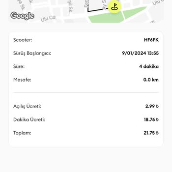 Hop Scooter Fazla Ücret Alındı