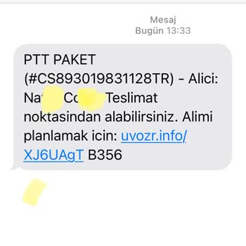 0850 938 30 07 PTT Adı Altında Mesaj Attı