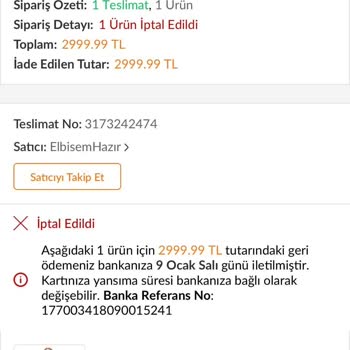 Elbisemhazir.com Elbisem Hazır Siparişimi İptal Etti