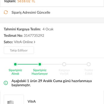 Vitra Sahte Beyanlar İle Siparişimi 11 Gün Sonra İptal Etmek İstemeleri