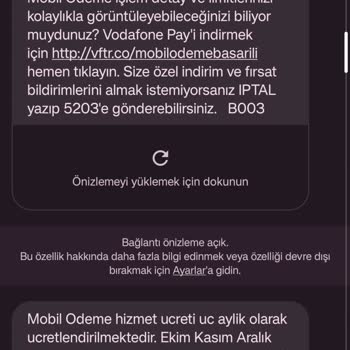 Vodafone Pay? Mesaja Cevap