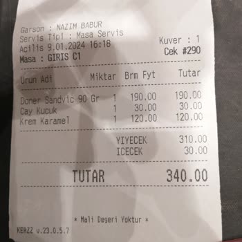 Saray Muhallebicisi Döner Kötü Ve Kötü Servis Ediliyor