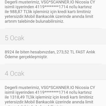 Scannero Kredi Kartımdan İzinsiz Çekim Yapıldı