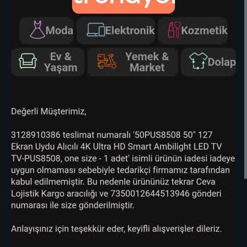 Trendyol'dan Alınan Kusurlu Philips Televizyon İadesi Yapılmıyor
