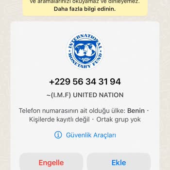 WhatsApp +229 Kod İle Başlayan Yabancı Numaradan WhatsApp'a Gelen Mesaj