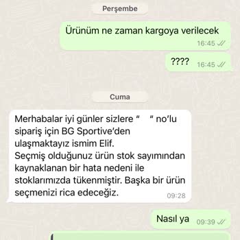 Bg Sportive Ürün Değişiminde Ürünü Geri Göndermiyor