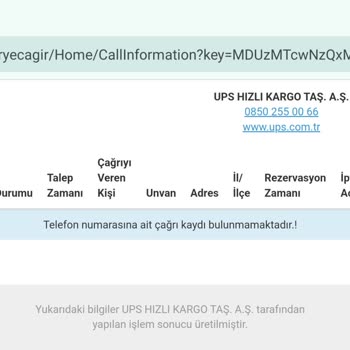 UPS Türkiye  Kurye Çağırmak İmkansız