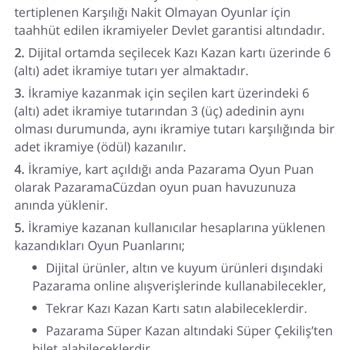 Pazarama Oyun Puanlarımı Kullanamıyorum.