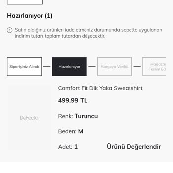 DeFacto Ürünün Teslim Edilmemesi