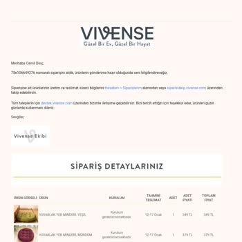 Vivense Gelmek Bilmeyen Sipariş