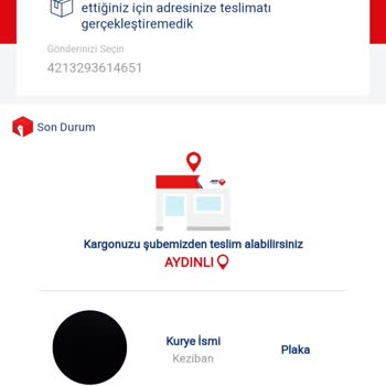Aras Kargo Siparişim Şubeye Teslim Edildi