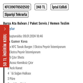 KFC Sipariş Getirmeyip Oyalıyor İptal Ediyor Para İadesi Yok