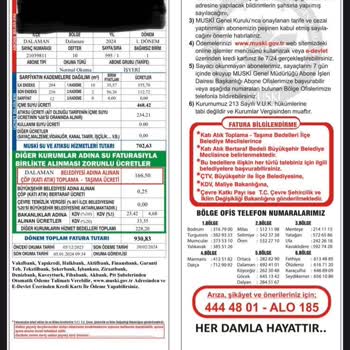 MUSKİ Su Faturası Açıklama Ve Çözüm İstiyorum.