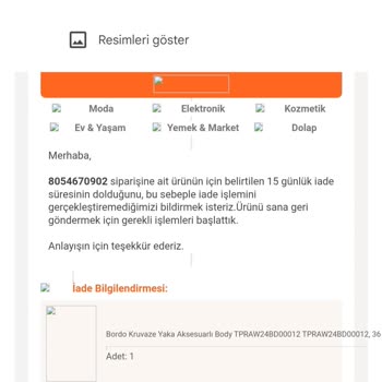 Trendyol Kabul Edilmeyen İade