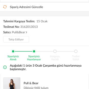 Pull and Bear Kargom Uzun Süredir Hazırlanıyor Gözüküyor