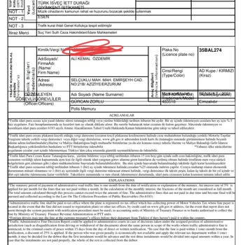 Emniyet Genel Müdürlüğü Başka Şehirden Trafik Cezası