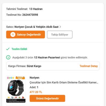 BTK (Bilgi Teknolojileri ve İletişim Kurumu) Noriyen Akıllı Saatler Trendyol Firmasından Aldık