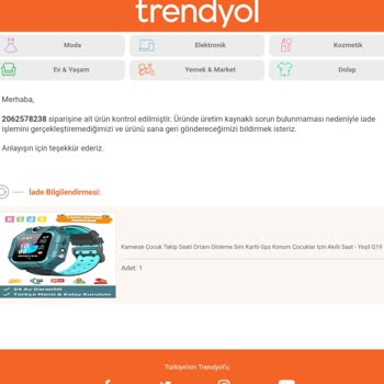 BTK (Bilgi Teknolojileri ve İletişim Kurumu) Noriyen Akıllı Saatler Trendyol Firmasından Aldık
