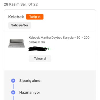 Kelebek Mobilya Gönderilmeyen Ürün Satın Alma Pişmanlığı!