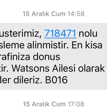Watsons'ın Göndermediği Ürünün İadesini Para İadesini Yapmaması