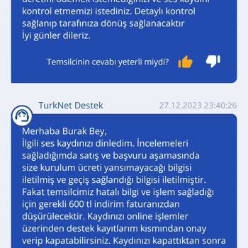 TurkNet Yüksek Fatura Ve Çözümsüzlük