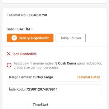 Trendyol İade Kabul Etmiyor