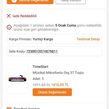 Trendyol İade Kabul Etmiyor
