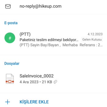 PTT Kargo Maili Geldi Yurt Dışından Kargo Vermediğim Halde
